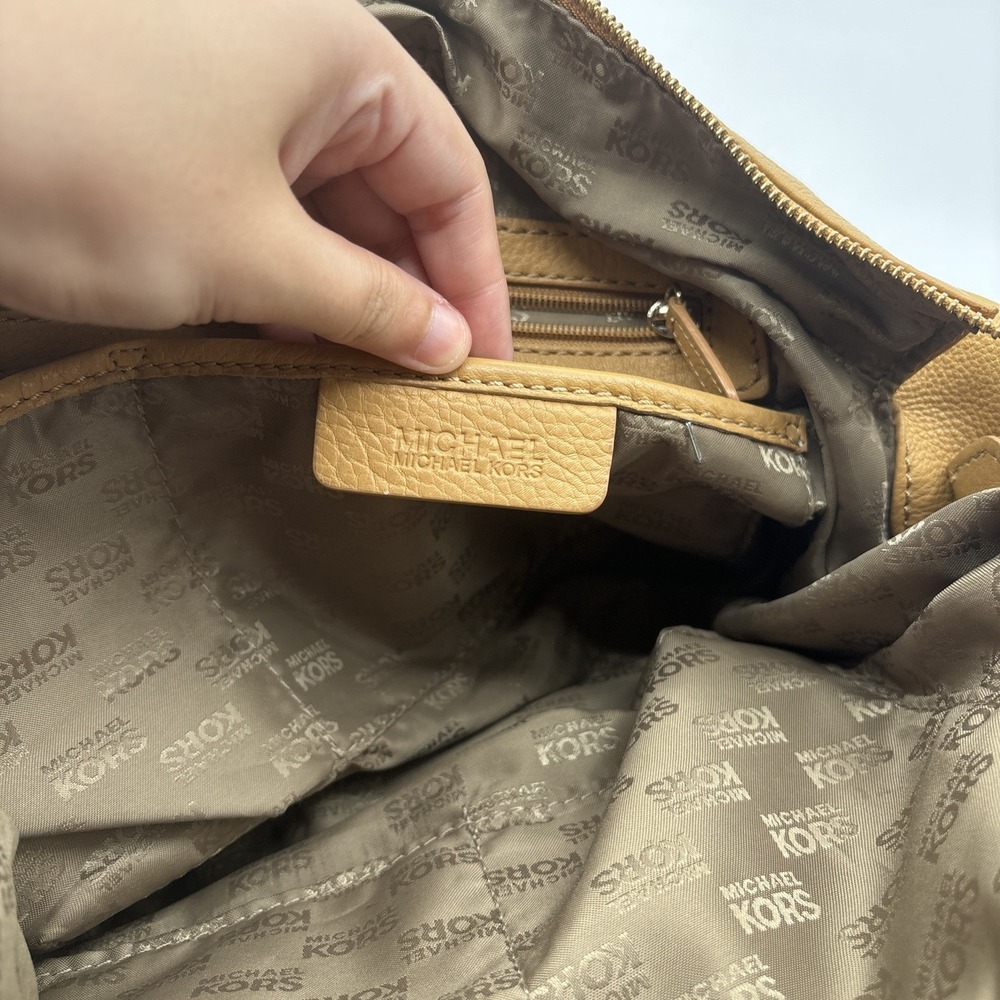 Michael Kors Hudson Downtown Leather Tote Large Shoulder Bag Light Brown Purse - Picture 15 of 16